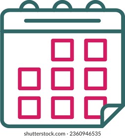 Calendar Vector Icon Line Two Color