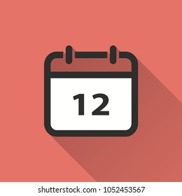 Calendar vector icon with long shadow. Illustration isolated for graphic and web design.