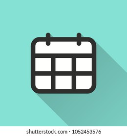 Calendar vector icon with long shadow. Illustration isolated for graphic and web design.