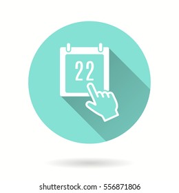 Calendar vector icon with long shadow. Illustration isolated for graphic and web design.