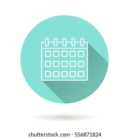 Calendar vector icon with long shadow. Illustration isolated for graphic and web design.