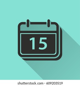 Calendar vector icon with long shadow. Illustration isolated for graphic and web design.