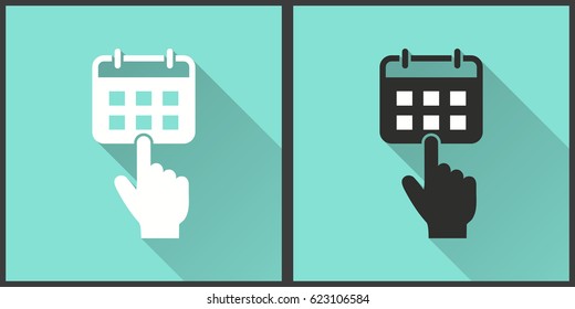 Calendar vector icon with long shadow. Illustration isolated for graphic and web design.