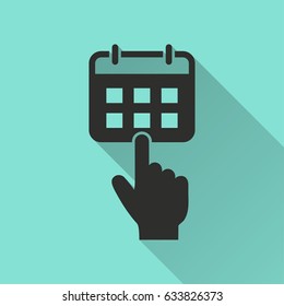 Calendar vector icon with long shadow. Illustration isolated for graphic and web design.