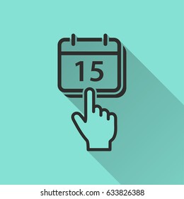 Calendar vector icon with long shadow. Illustration isolated for graphic and web design.