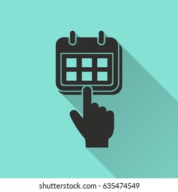Calendar vector icon with long shadow. Illustration isolated for graphic and web design.