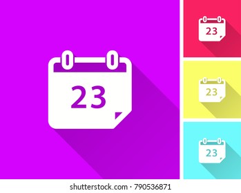 Calendar vector icon with long shadow. Illustration isolated for graphic and web design.
