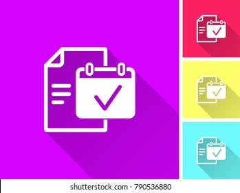 Calendar vector icon with long shadow. Illustration isolated for graphic and web design.