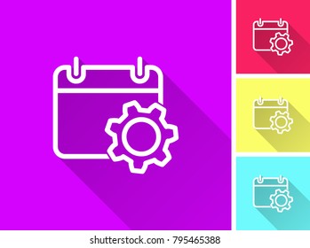 Calendar vector icon with long shadow. Illustration isolated for graphic and web design.