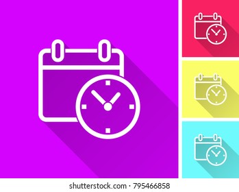Calendar vector icon with long shadow. Illustration isolated for graphic and web design.