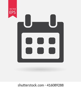 Icono vectorial del calendario, signo minimalista, símbolo aislado en fondo blanco. Estilo plano moderno para diseño gráfico, sitio Web, UI. EPS10