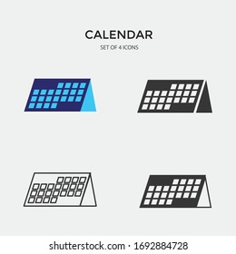 planificador mensual de icono de vector de calendario con soporte
