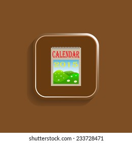 Calendar vector icon on a brown background with shadow