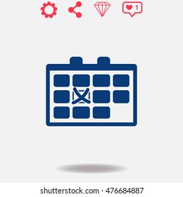 Calendar vector icon on grey background.