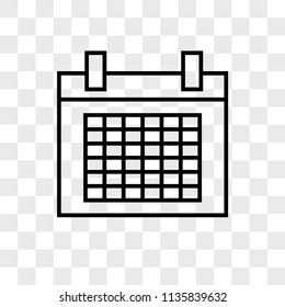 Calendar vector icon on transparent background, Calendar icon