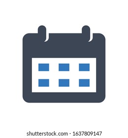 Calendar vector icon on white background.