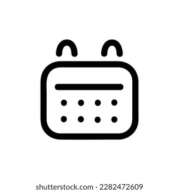 Calendar vector icon, Outline style, isolated on white Background.