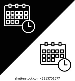 Calendar Vector Icon, Outline style, isolated on white Background.