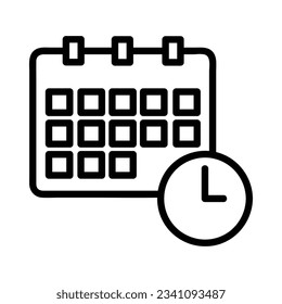 Calendar Vector Icon, Outline style, isolated on white Background.