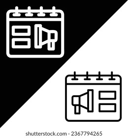 Calendar Vector Icon, Outline style icon, from Advertisement icons collection, isolated on Black and white Background.