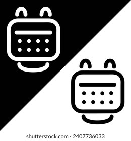 Calendar vector icon, Outline style, isolated on Black and White Background.