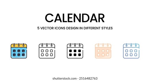 Ícone de vetor de calendário pronto para usar a ilustração de vetor