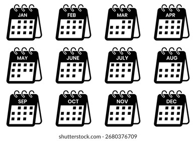 Icono de Vector del calendario. Símbolo de icono de programación. Icono de fecha, horario, mes, semana, cita, agenda, organización e iconos de eventos. Ilustración vectorial.