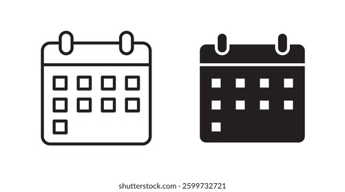 Calendar vector icon set in black color.