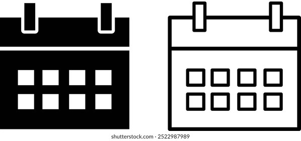 Icono de Vector de calendario. Conjunto de iconos de calendario. Símbolo de calendario.
