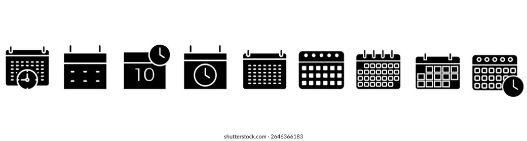 Calendar vector icon set. Daily planner illustration sign collection. Schedule symbol. Date web icons.