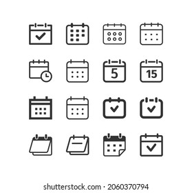 Conjunto de iconos del vector del calendario. Icono web de la línea de fecha de calendario. Calendario, fecha, día, plan 
