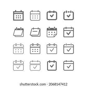 Calendar vector icon set. Calendar Date line web icon. Schedule, date, day, plan 
