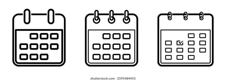 Calendar vector icon set. Desktop calendar icon isolated on white background. Calendar icon, Date symbol for logo, app, website. Vector illustration. EPS 10