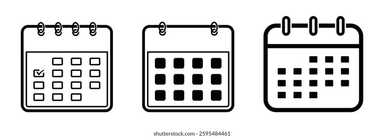 Calendar vector icon set. Desktop calendar icon isolated on white background. Calendar icon, Date symbol for logo, app, website. Vector illustration. EPS 10