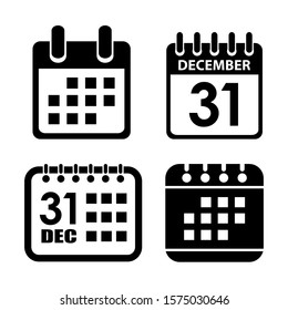 Calendar vector icon set isolated on white background