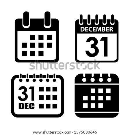 Calendar vector icon set isolated on white background