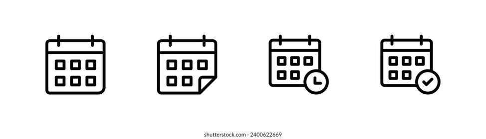Calendar vector icon. Set of calendar sign and symbols vector illustration
