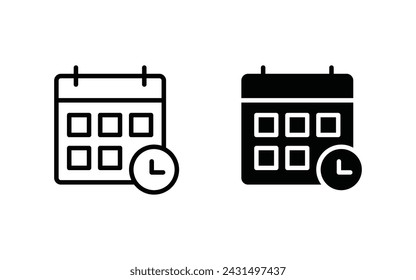 Icono de vector de calendario. Conjunto de signo de calendario y símbolos ilustración vectorial
