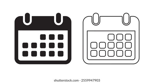 Calendar vector icon set. Calendar symbol illustration