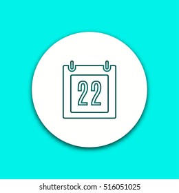 Calendar vector icon with shadow. Illustration isolated for graphic and web design.