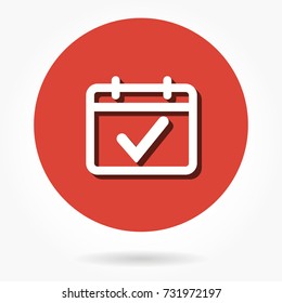 Calendar vector icon with shadow. Illustration isolated for graphic and web design.