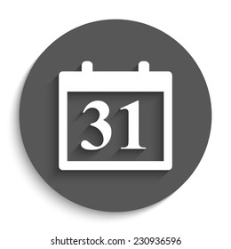 Calendar - vector icon with shadow on a round grey button