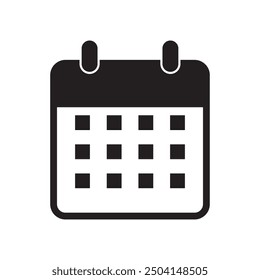 Vector del calendario, icono, silueta. Calendario de escritorio aislado sobre fondo blanco. Icono del calendario, diseño del símbolo para el logotipo, App, Sitio web. Ilustración vectorial.