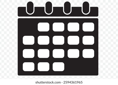 Calendar vector, icon, silhouette. Desktop calendar isolated on white background. Calendar icon, symbol design for logo, app, website. Vector illustration. EPS 10.