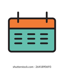 Calendar vector, icon, silhouette. Desktop calendar isolated on white background. Calendar icon, symbol design for logo, app, website. Vector illustration. eps 10 .icon vector color aris