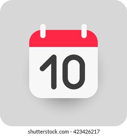 Calendar vector icon. Simple flat calendar with date 10.