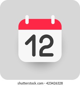 Calendar vector icon. Simple flat calendar with date 12.