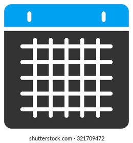Calendar vector icon. Style is bicolor flat symbol, blue and gray colors, rounded angles, white background.