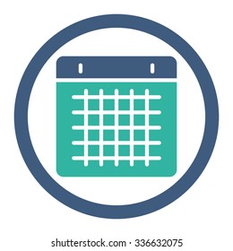 Calendar vector icon. Style is bicolor flat rounded symbol, cobalt and cyan colors, rounded angles, white background.