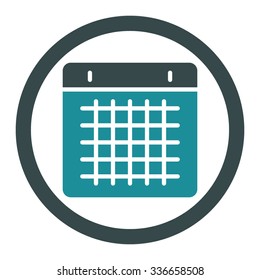 Calendar vector icon. Style is bicolor flat rounded symbol, soft blue colors, rounded angles, white background.